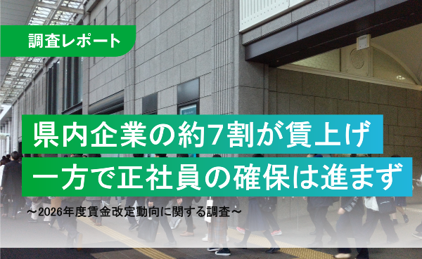 県内企業の約７割が賃上げ予定するも賃上げの負担に対して約６割は正社員確保が進まず　～2026年度賃金改定動向に関する調査～